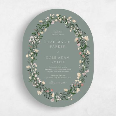 Deep Sage, Green Wedding Invitation - Melody Portrait