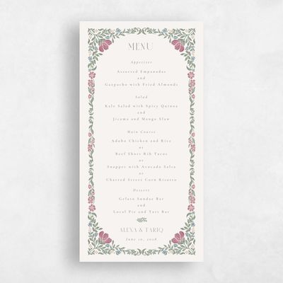 Beige Greenery Wedding Menu - Mirelia