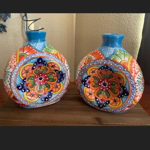 Ceramic Talavera Colorful Flower Vases - Set of 2