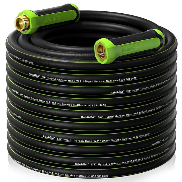 RAINPOINT Garden Hose 100ft x 5/8", Water Hose Heavy Duty, Flexible, Lightweight Durable Hybrid Hose with Swivel Handle, Male to Female Fittings