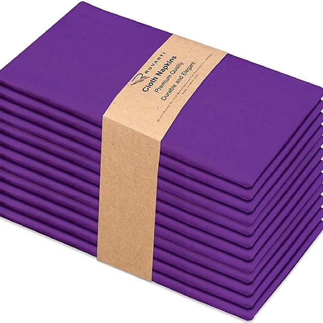 Ruvanti Kitchen Cloth Napkins 12 Pack (18" X18"),Dinner Napkins Soft and Comfortable Reusable Napkins - Durable Linen Napkins - Perfect Table Napkins/Purple Napkins for Family Dinners, Weddings.