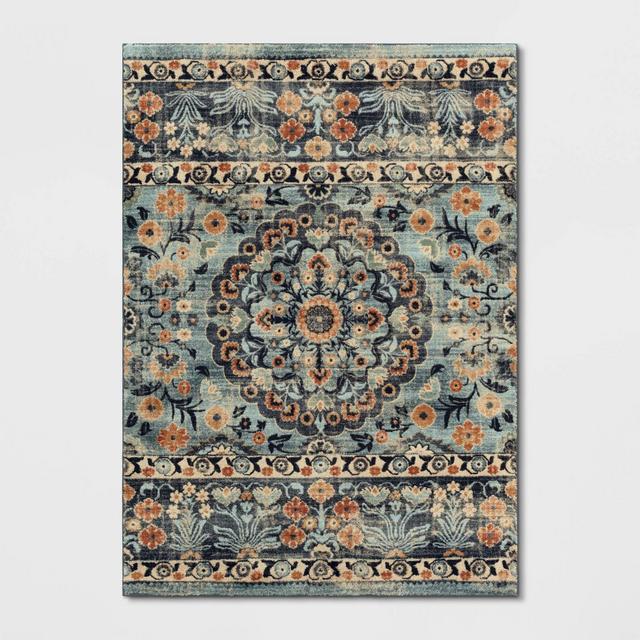 5'x7' Rowland Medallion Border Plus Printed Rug Blue - Threshold™