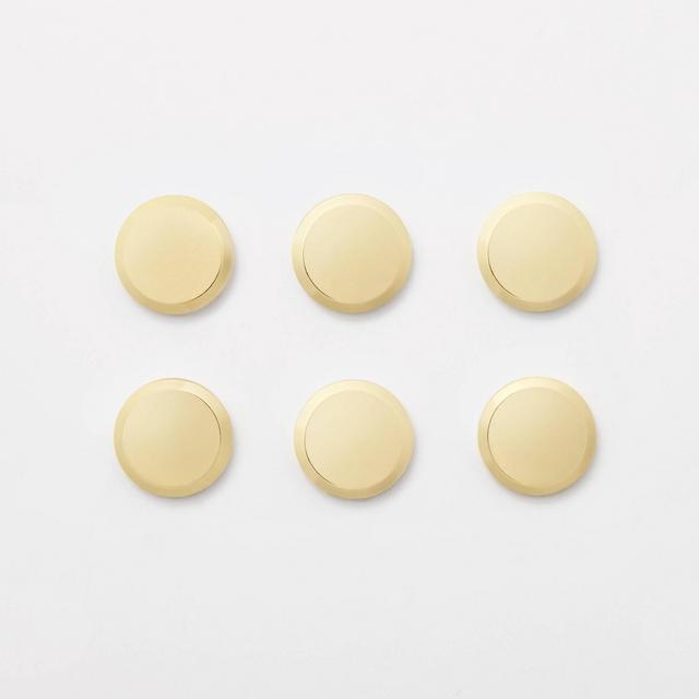 6pk Round Metal Soft Gold Magnets - Threshold™