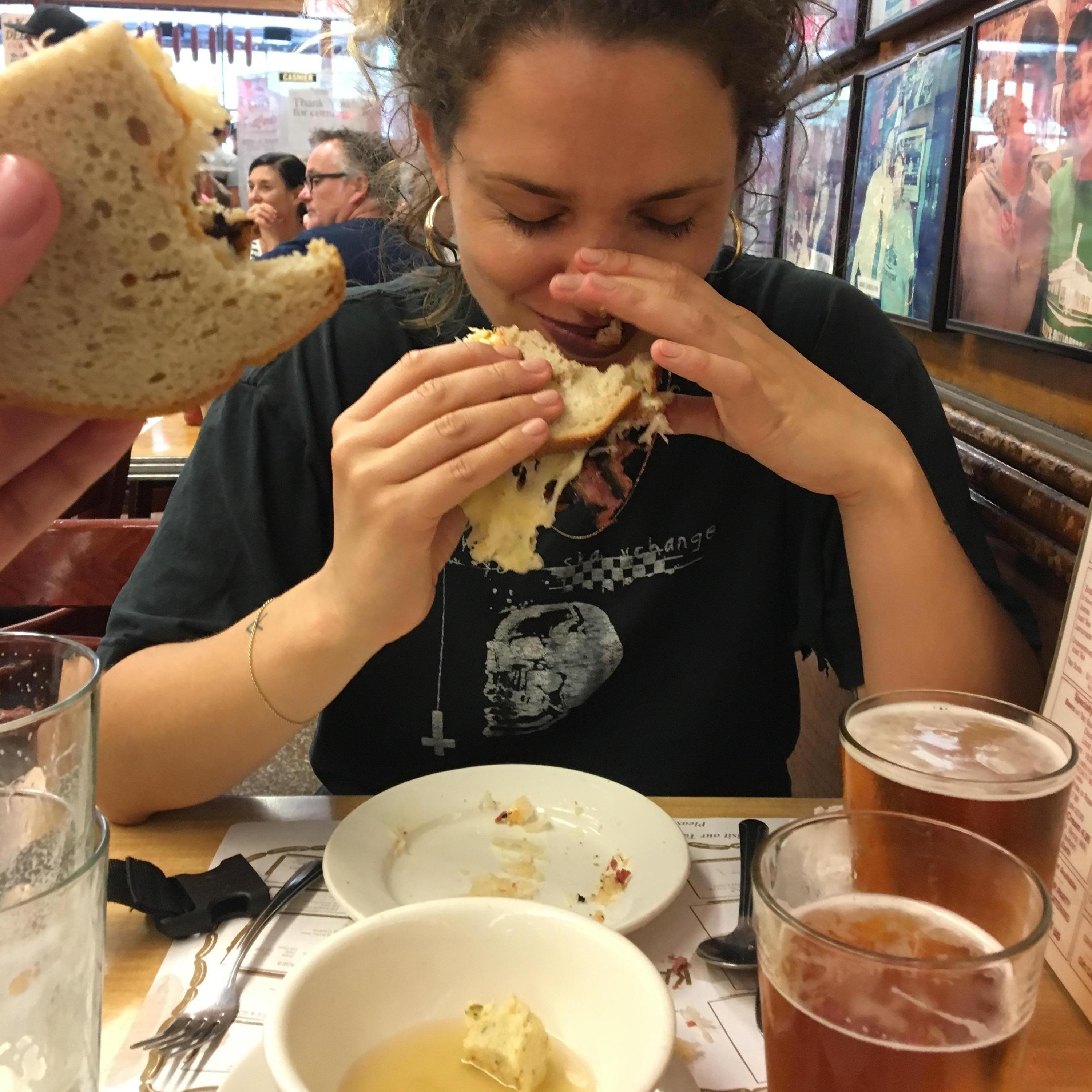 Matzoh ball soup and a pastrami reuben, Katz's Delicatessen, New York, NY