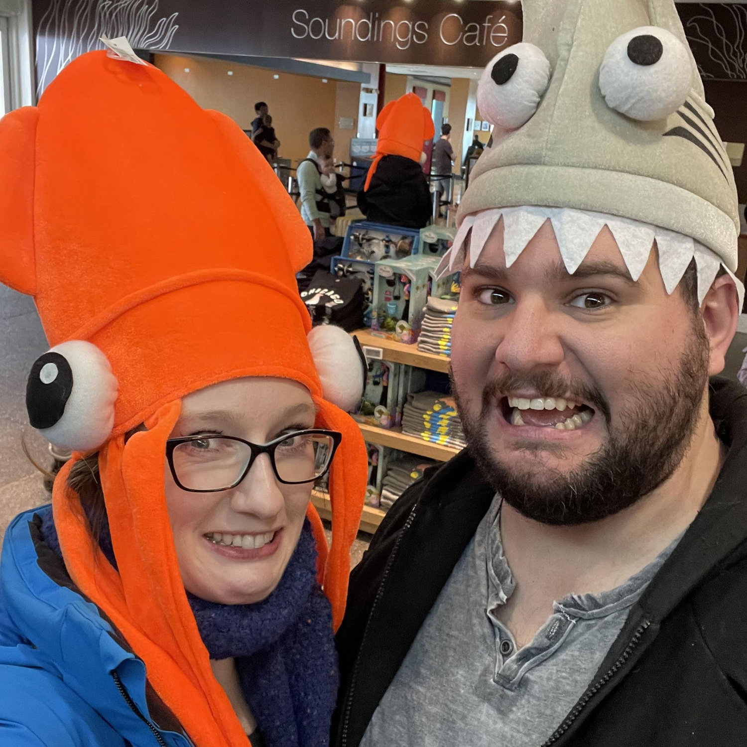 Naturally finding the most ridiculous hats and posing appropriately!