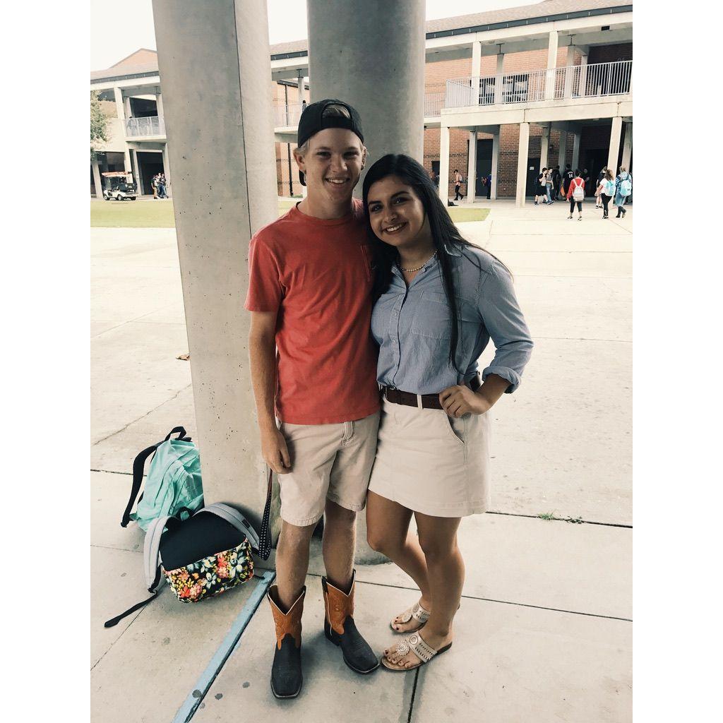 First couple picture together. BHS Homecoming dress up day 2017!