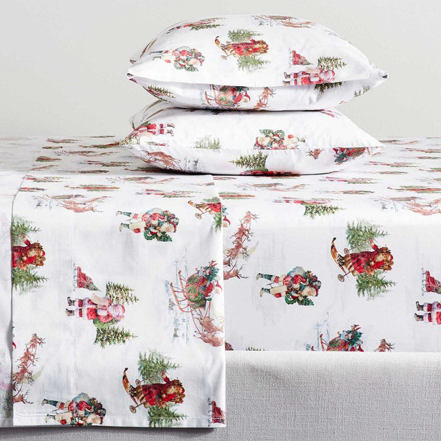 Nostalgic Santa Percale Sheet Set, King