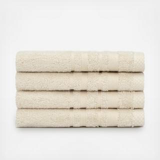Bold Stripe Solid Cotton Washcloth, Set of 4