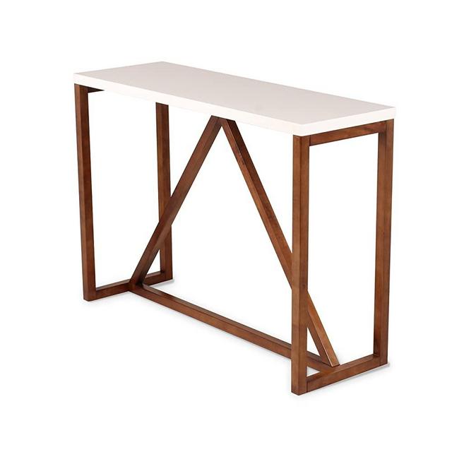 Kate and Laurel Kaya Two Console Table, 42" x 14" x 30", White/Walnut Brown