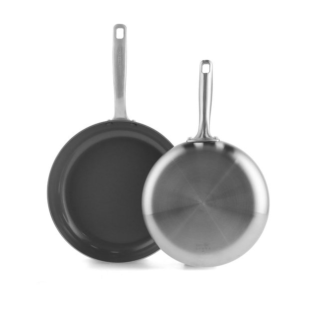 GreenPan Chatham Tri-Ply Stainless Steel Ceramic Nonstick 2 Piece Frying Pan Set