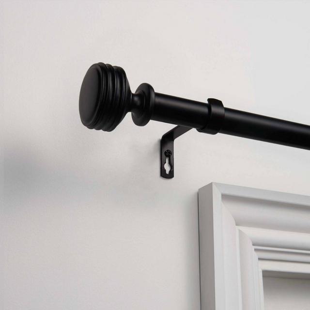36"x72" Adjustable Duke 1" Curtain Rod and Coordinating Finial Set Matte Black - Exclusive Home
