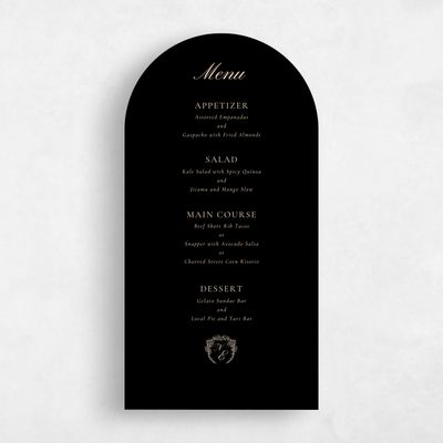 Black Arch Wedding Menu - Pasquo