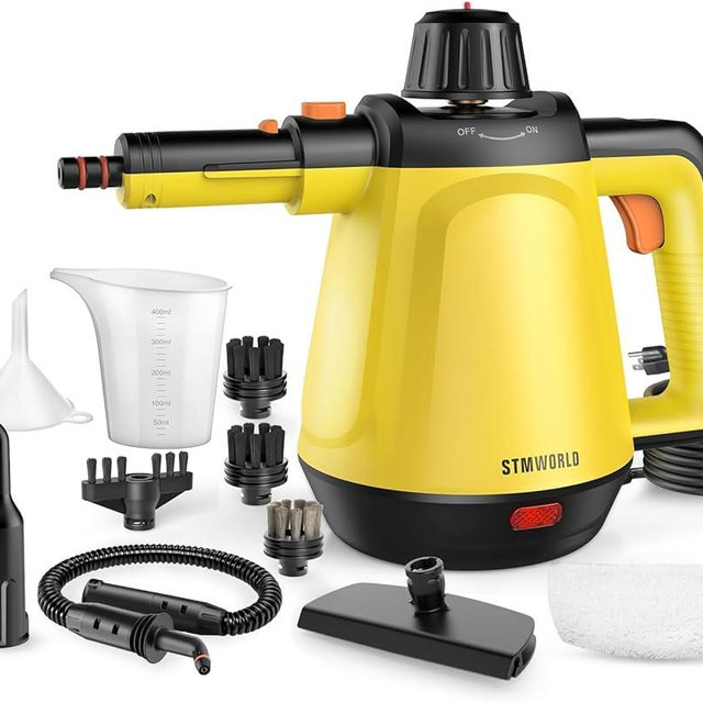 Natural Multi-Surface Handheld Steam Cleaner with 10 Accessories, 13.5OZ Pressurized Multipurpose On Demand Steam Cleaner for Home, Steamer for Cleaning Dirt, Grease, Grout, Tile, Floor, Couch and Car