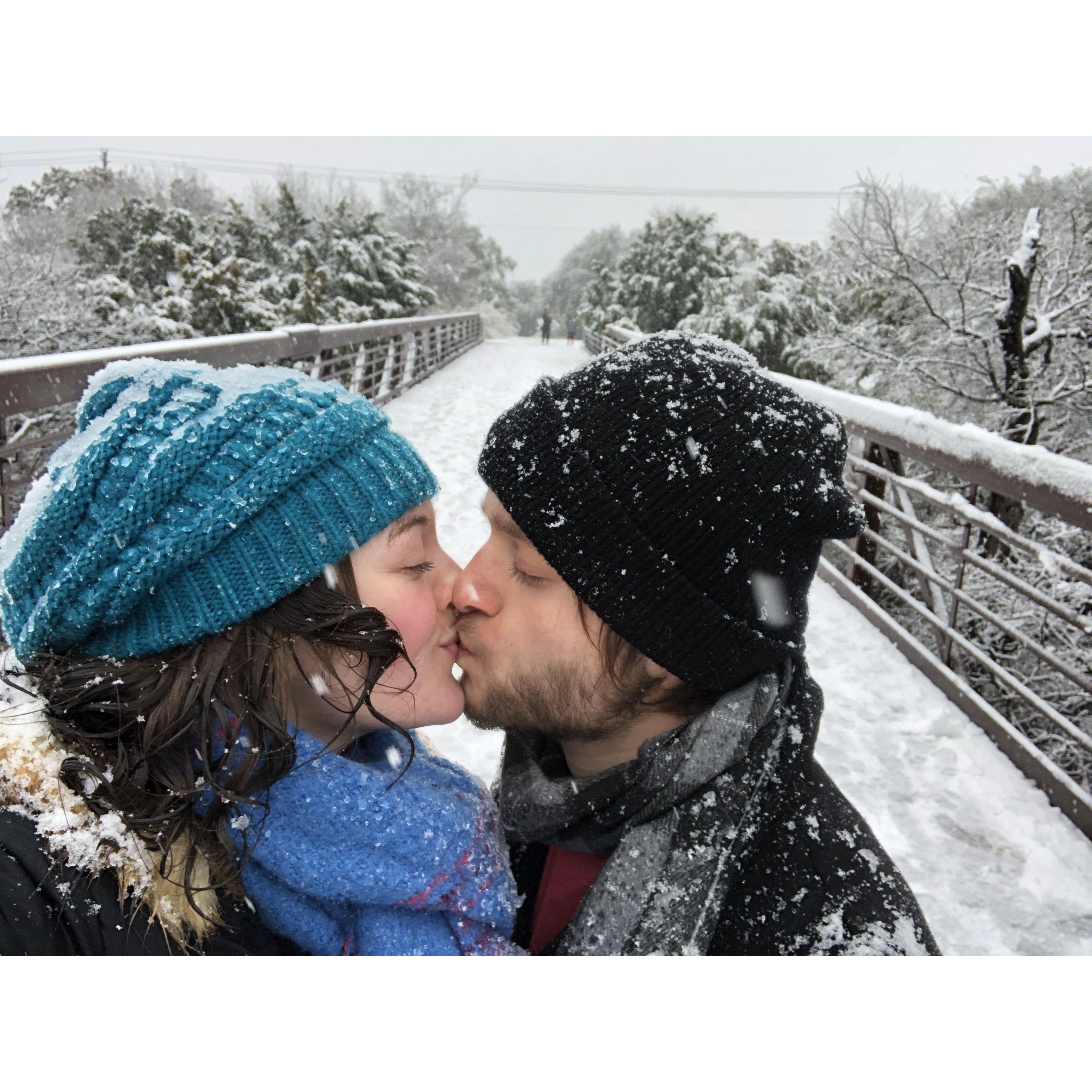 January 2021 - snow is precious here in Austin, so of course we went to Walnut Creek to enjoy it