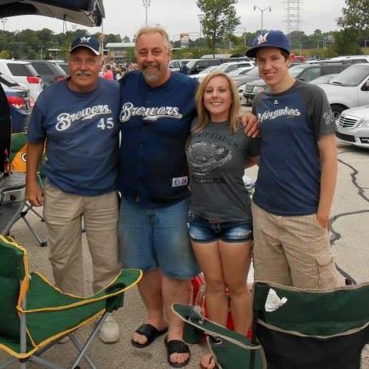 Tailgating at Brewer game with Christina's family