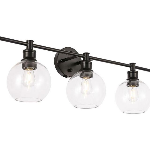 Collem Triple Sconce, 28.1", Black and Clear Glass