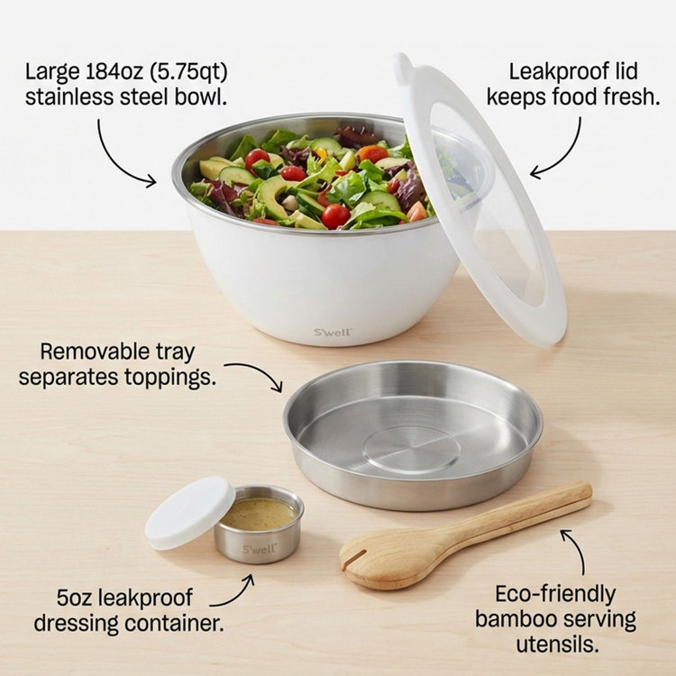 S'well Bottle, XL Salad Bowl Kit | Zola