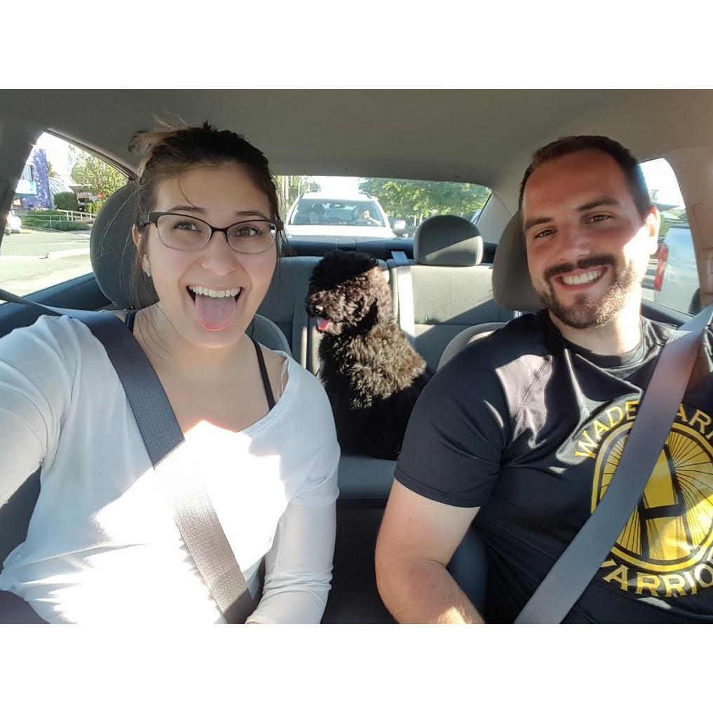 Catherine had the honour to dog sit Hank as a puppy. Here is Catherine and Brent on our way to the dog park to burn out puppies energy.
