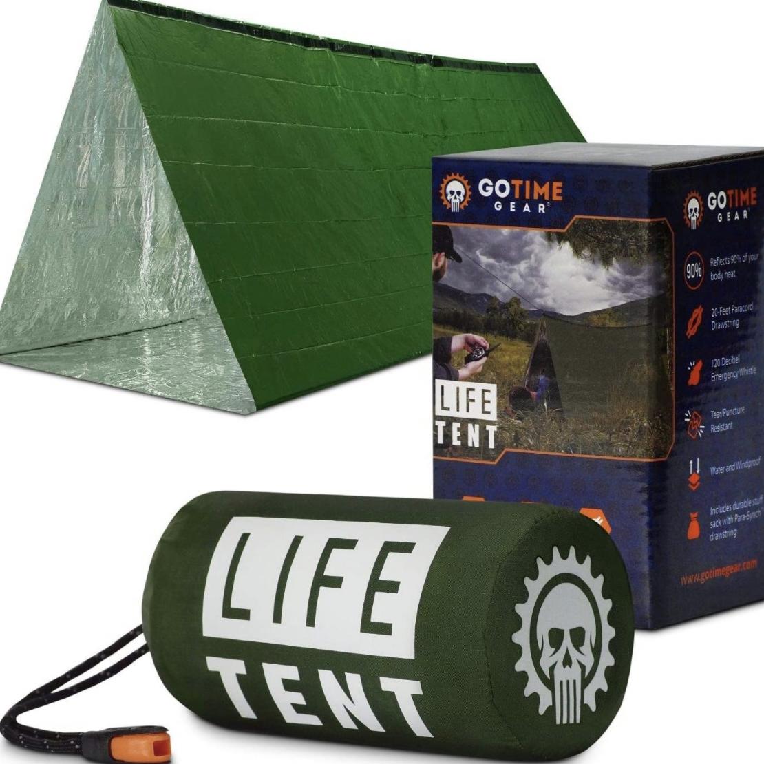 Go Time Gear Life Tent Emergency Survival Shelter – 2 Person Emergency Tent – Use As Survival Tent, Emergency Shelter, Tube Tent, Survival Tarp - Includes Survival Whistle & Paracord
