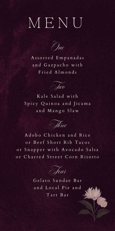 Purple Oval Wedding Menu - Brocard