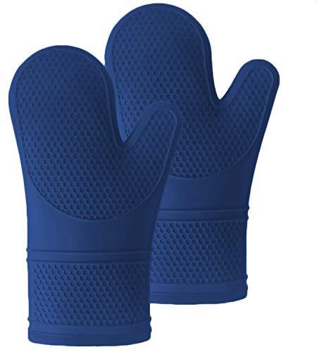 Gorilla Grip Premium Silicone Slip Resistant Oven Mitt Set, Soft Flexible Oven Gloves, Heat Resistant Kitchen Cooking Mitts, Protect Hands from Hot Stove Surfaces, Cookie Sheets, Blue Pair, Set of 2