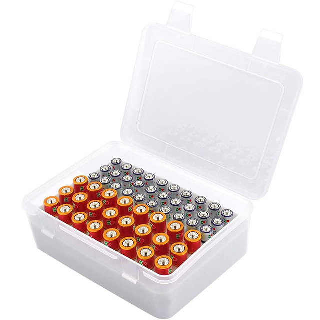 Battery Organizer Storage Box, Garage Case Holder for 24 AA, 30 AAA Batteries (Bag Not Include Batteries Pack)