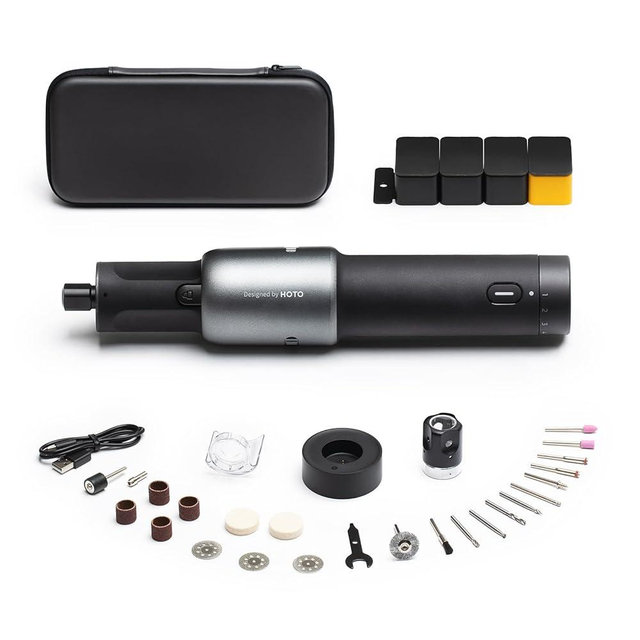 HOTO Cordless Rotary Tool Kit, Brushless Motor, 25000RPM, 5 Variable Speed, 35 Accessories, LED Light, USB-C Rechargeable, for 3D Printer Sanding, Polishing, Drilling, Carving, Cutting DIY Crafts