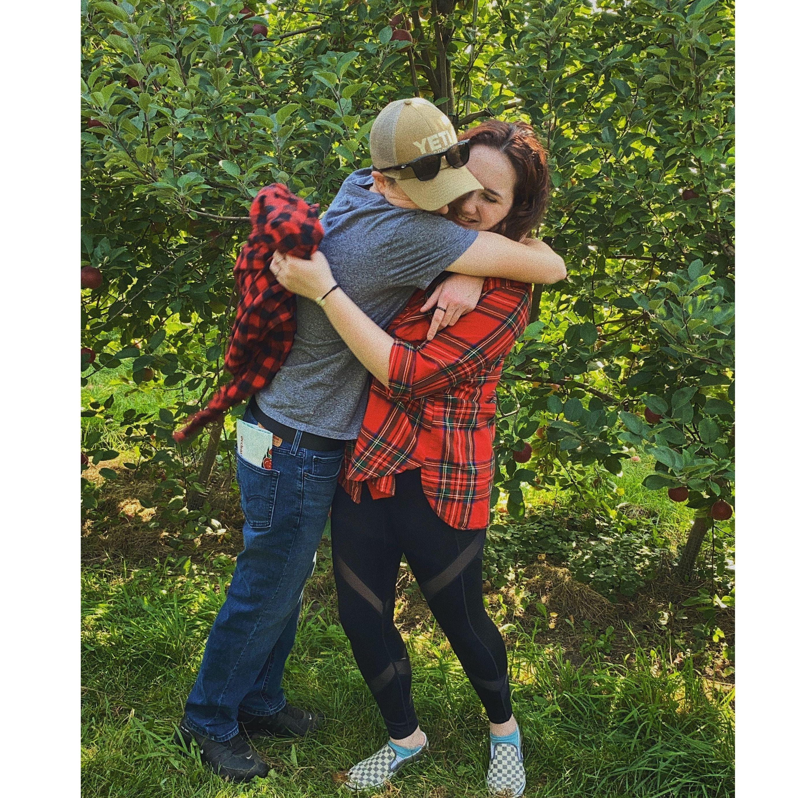 Our first time apple picking together <3