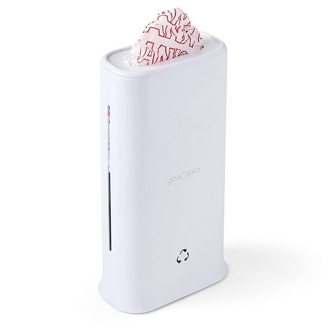 YouCopia StoraBag Space-Saving Plastic Bag Dispenser, Organizer for Kitchen Cabinet or Pantry Storage, 1, Speckled White