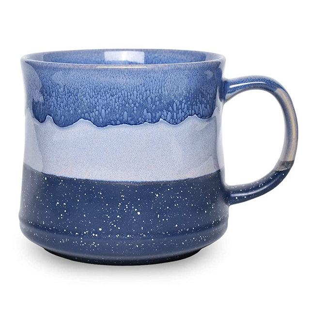 Bosmarlin Large Ceramic Coffee Mug, Big Tea Cup for Office and Home, 21 Oz, Dishwasher and Microwave Safe, 1 PCS… (Blue)