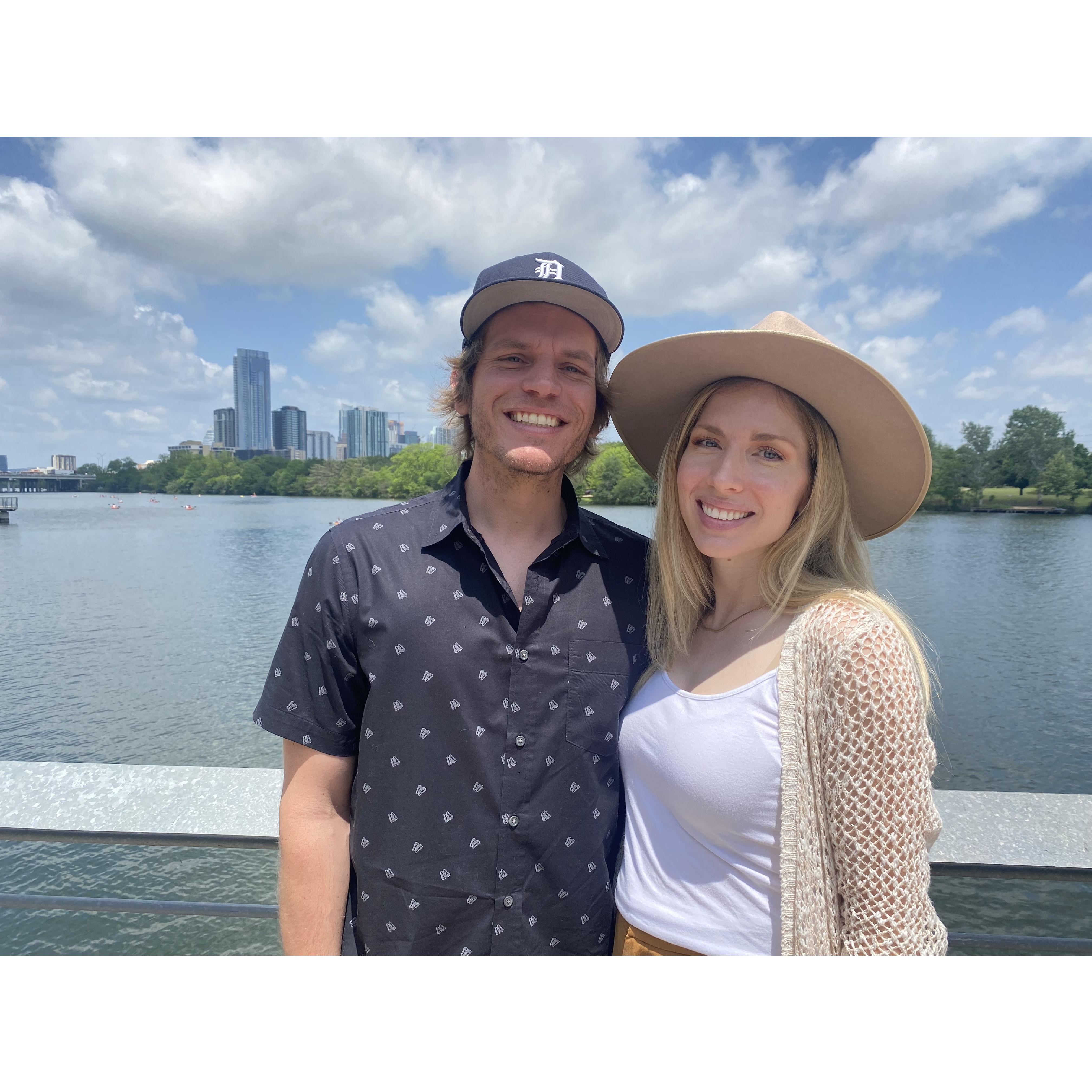 Taking a walk around Lady Bird Lake. We were 16 weeks pregnant here, but had not announced publicly yet! We were so happy and in disbelief of our little miracle girl. April, 2022.