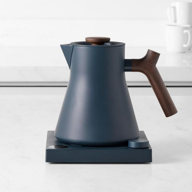 Fellow Corvo EKG Pro Electric Kettle, Stone Blue with Walnut Wood Handle