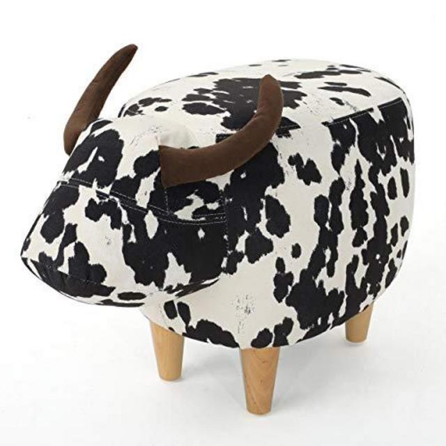 Christopher Knight Home Bertha Ottoman, Black and White Cow