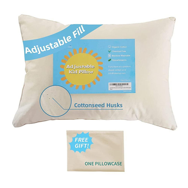 Lofe Organic Standard-Size Pillow with Pillowcase - 20x26, Natural Organic Cotton Zippered Shell, Adjustable Loft, Machine Washable and Hypoallergenic, for Side and Back Sleepers, Youth, Adults