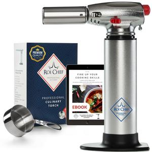 Butane Torch | Crème Brûleé Torch| Blow Torch | Safe Lock Adjustable Flame Professional Kitchen Blow Torch | Measuring Cup for Culinary Torch, Recipes eBook for Cooking Torch Delux Box for Food Torch