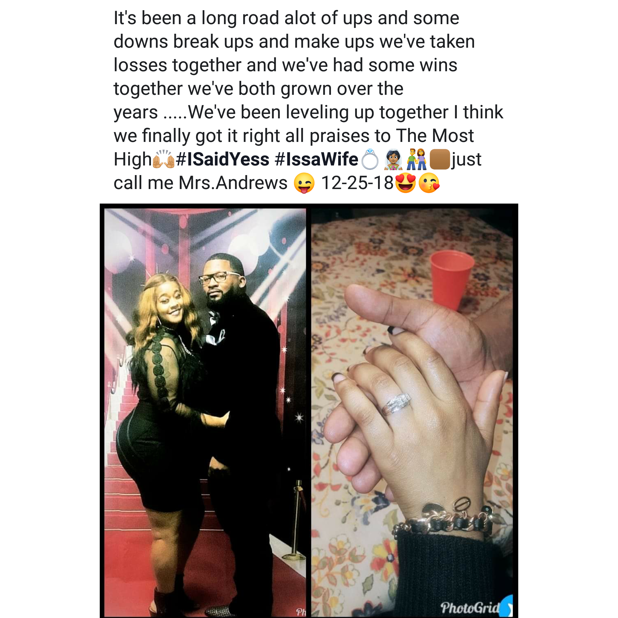 Official Engagement Post to Facebook