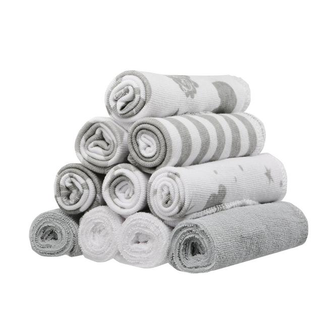 Spasilk 10 Count Washcloths, Grey Celestial
