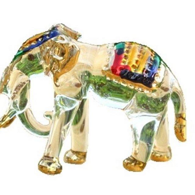 Handmade Elephant Art Glass Blown Wild Animal Figurine - No.1