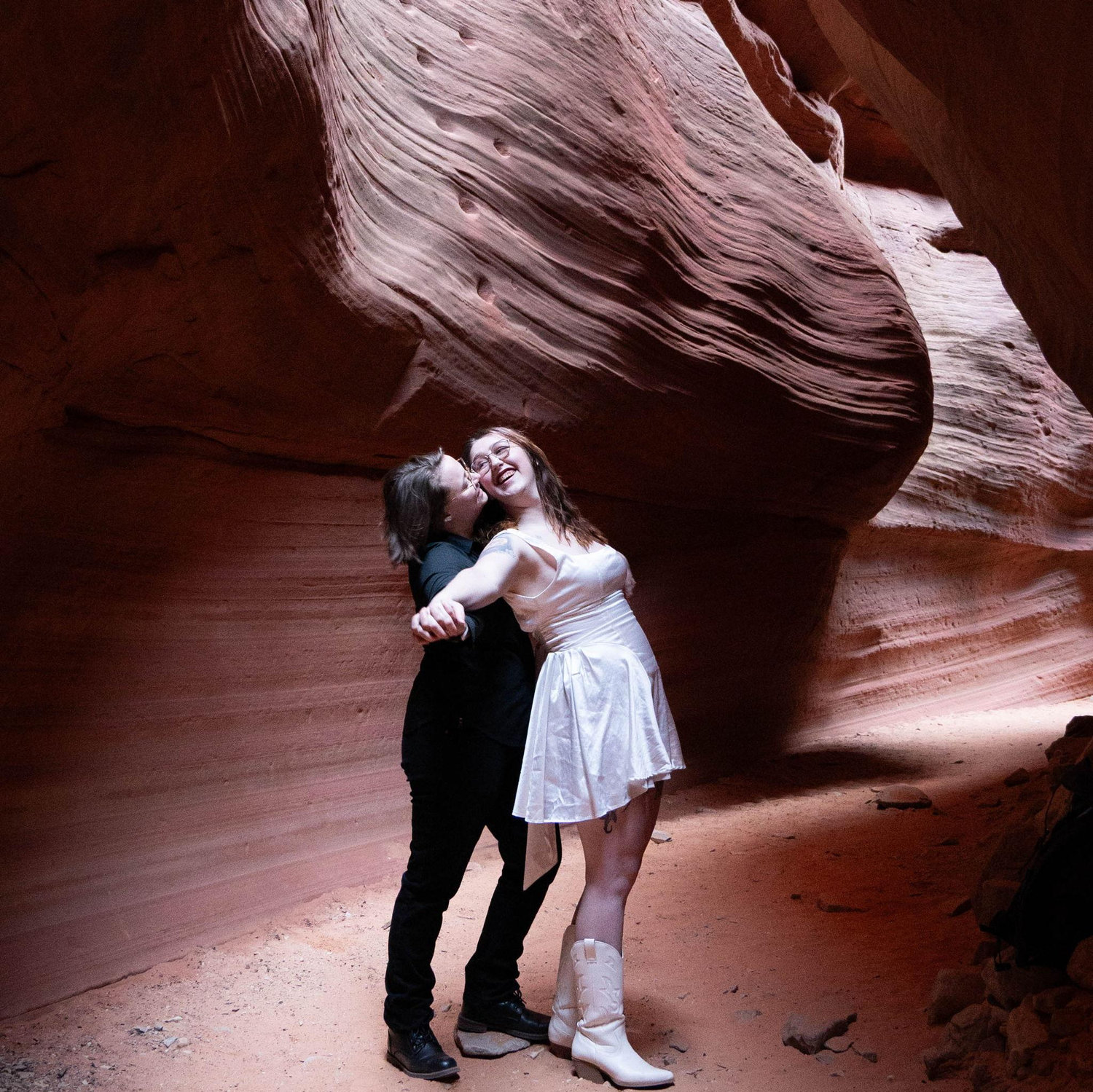 Recognize those steps above us? The place of one of Katy's most famous photos. The Navajo Steps on Peek-a-boo slot canyon in Kanab, UT.