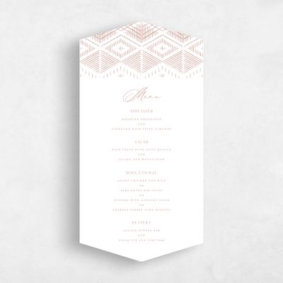 Brown Diamond Wedding Menu - Wellington