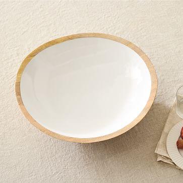 Mango Wood & Enamel Bowl Extra Large 17in