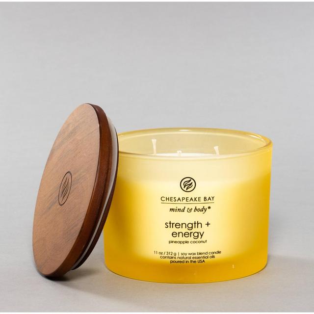 11oz Large Glass Jar 3-Wick Candle Strength & Energy - Mind And Body by Chesapeake Bay Candle