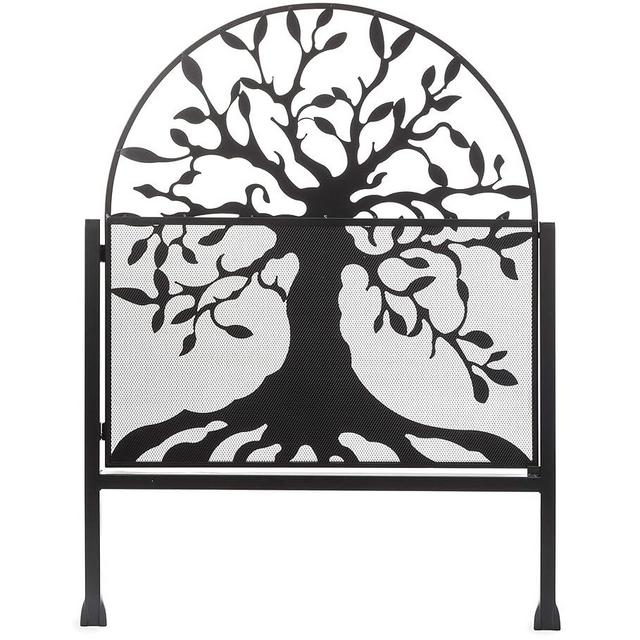 Plow & Hearth Arched Metal Garden Gate with Symbolic Tree of Life Design, Weather-Resistant Matte Black Powder-Coat Finish and Burnished Bronze Highlights, 36" W x 1¼"D x 36" H