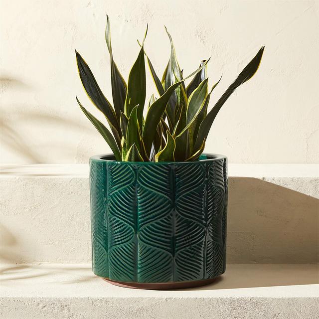 Mina Round Dark Green Reactive Glazed Indoor/Outdoor Planter Medium