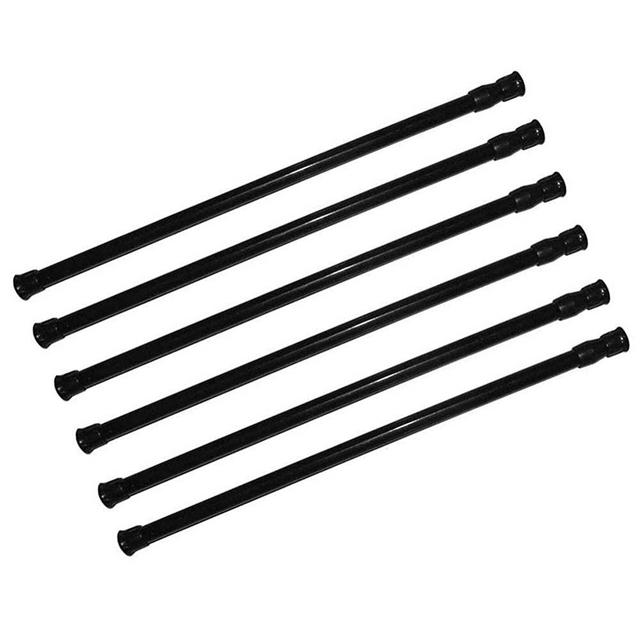 6 Pack Spring Tension Curtain Rod Adjustable Length for Kitchen, Bathroom, Cupboard, Wardrobe, Window, Bookshelf DIY Projects (Black - 6 Pack,28" to 48" Adjustable)