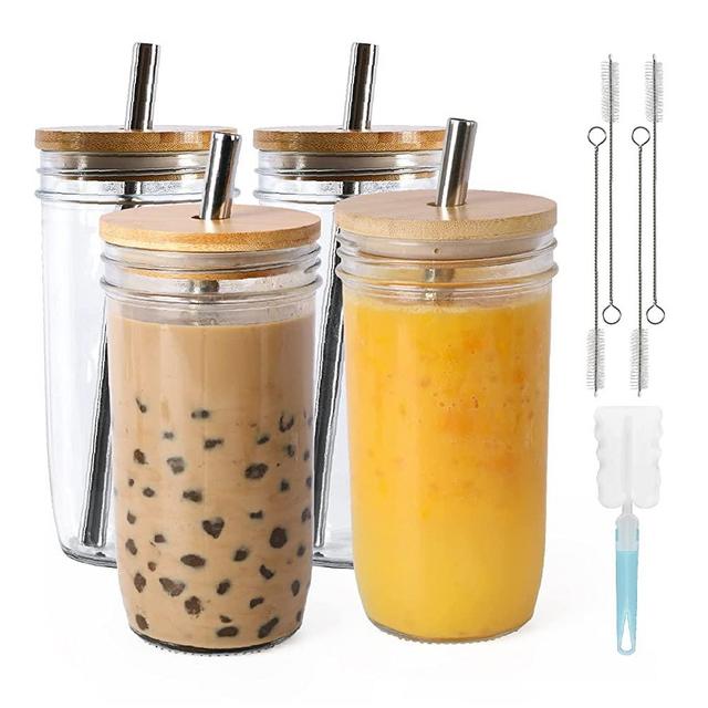 Glass Tumbler with Tea Infuser and Straw Reusable Boba Cup for Smoothies  Iced Fruit Tea Coffee