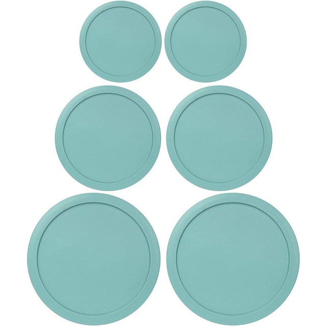 Replacement Lids for Pyrex Containers Round Glass Food Plastic (2) 2-Cup (2) 4-Cup (2) 7-Cup (Turqoise)
