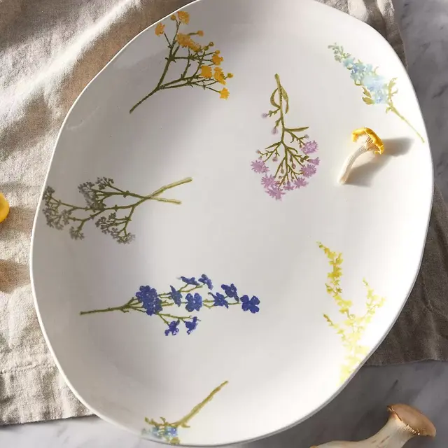 Floral Bunch Ceramic Serving Platter (Large)