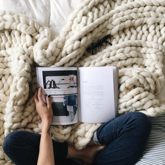 Chunky Blanket, 32x54" Pure Merino Throw Blanket