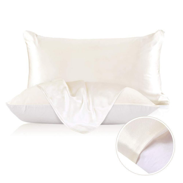 LilySilk 19mm Silk Pillowcase for Hair and Skin with Cotton Underside Standard/Queen 20x30 Inch Ivory 1pc Gift Box
